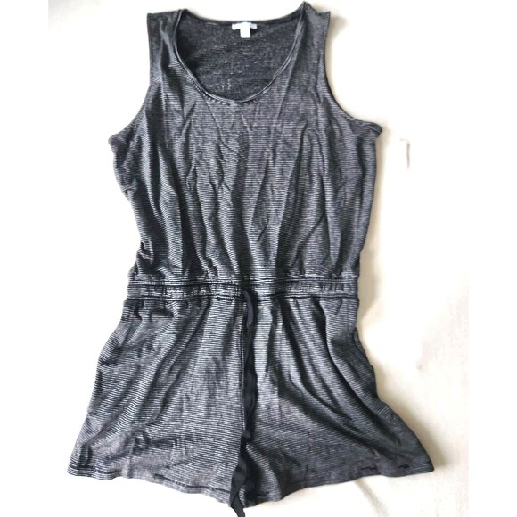 Daily Ritual Pants - Daily Ritual Women’s Romper XL Black White Striped Sleeveless Elastic Waist